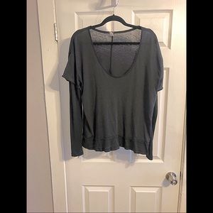 Free People Long Sleeve Black T-shirt